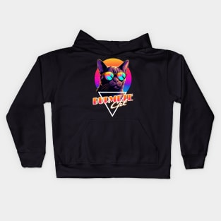 Retro Wave Burmese Cat Miami Shirt Kids Hoodie